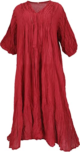 GURU SHOP Maxikleid, Luftiges Langes Sommerkleid für Starke Frauen im Crash Look, Damen, Rot, Baumwolle, Size:44 von GURU SHOP
