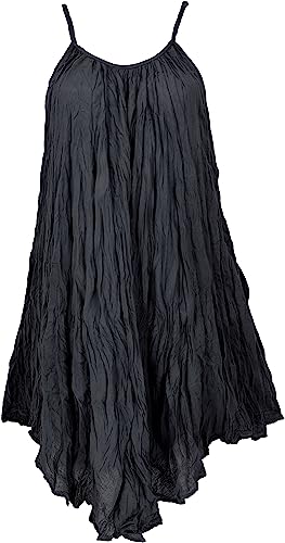 GURU SHOP Krinkelkleid, Minikleid, Sommerkleid, Strandkleid, Damen, Schwarz, Baumwolle, Size:40 von GURU SHOP