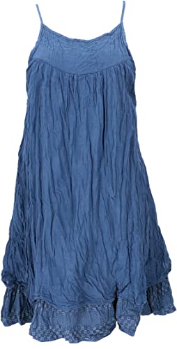 GURU SHOP Krinkelkleid, Minikleid, Sommerkleid, Strandkleid, Lagenkleid, Damen, Blau, Baumwolle, Size:40 von GURU SHOP