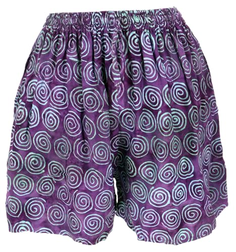 GURU SHOP Kurze Boho Hose, Ethnostyle Shorts, Strandshorts - Lila, Damen, Synthetisch von GURU SHOP