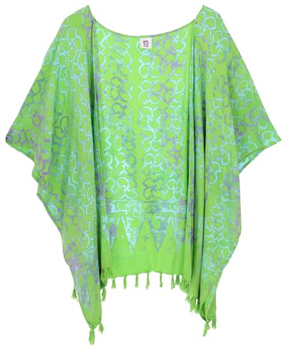 GURU SHOP Kurzer Farbenfroher Sommer Kimono, Kaftan, Strandjäckchen - Hellgrün, Damen, Synthetisch GURU SHOP Kurzer Farbenfroher Sommer Kimono, Kaftan, Strandjäckchen - Hellgrün, Damen, Synthetisch von GURU SHOP