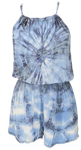GURU SHOP Kurzer Luftiger Batik Overall im Style, Einteiler, Damen, Blau, Synthetisch, Size:38 von GURU SHOP