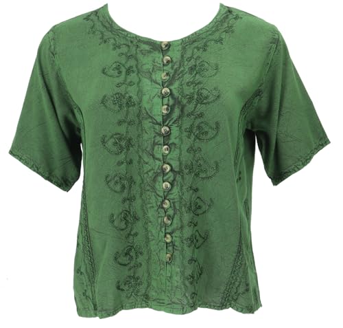 GURU SHOP Kurzes Blusentop Boho Chic, Indische Hippie Bluse - Grün, Damen, Synthetisch GURU SHOP Kurzes Blusentop Boho Chic, Indische Hippie Bluse - Grün, Damen, Synthetisch von GURU SHOP