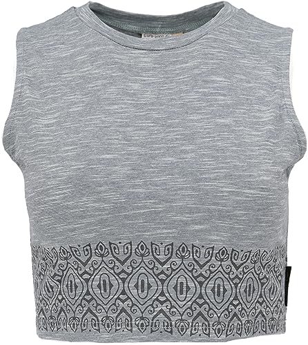 GURU SHOP Kurzes Top, Bedrucktes Yoga Top, Yogatop aus Bio-Baumwolle, Aqua, Size:L (40) von GURU SHOP