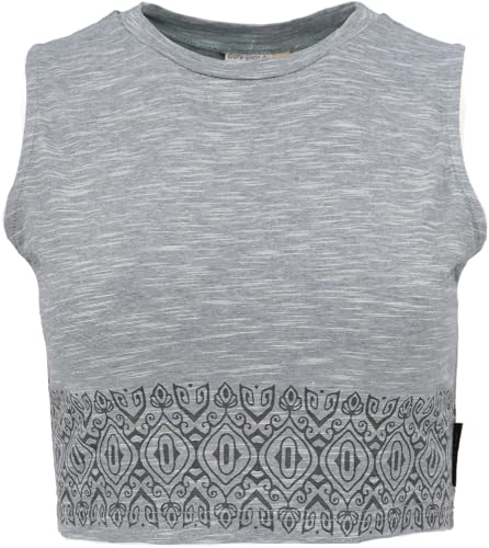 GURU SHOP Kurzes Top, Bedrucktes Yoga Top, Yogatop aus Bio-Baumwolle - Aqua, Damen, Size:XL von GURU SHOP