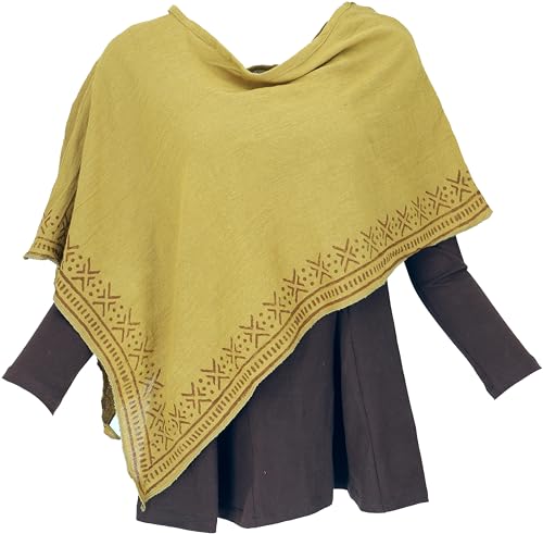 GURU SHOP Lagenlook Poncho, Bedruckter Leichter Poncho, Unikat Pixi Poncho, Damen, Massala, Baumwolle, Size:40 von GURU SHOP