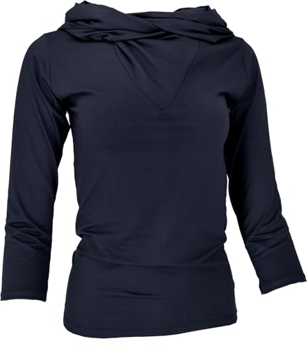 GURU SHOP Langarmshirt, Oberteil mit Raffinierter Schalkapuze, Schwarz, Synthetisch, Size:S (38) von GURU SHOP