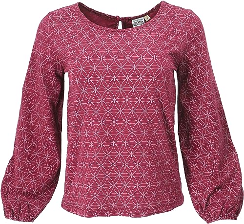 GURU SHOP Langarmshirt aus Bio-Baumwolle mit Pluderärmeln, Weinrot, Size:XL (42) von GURU SHOP