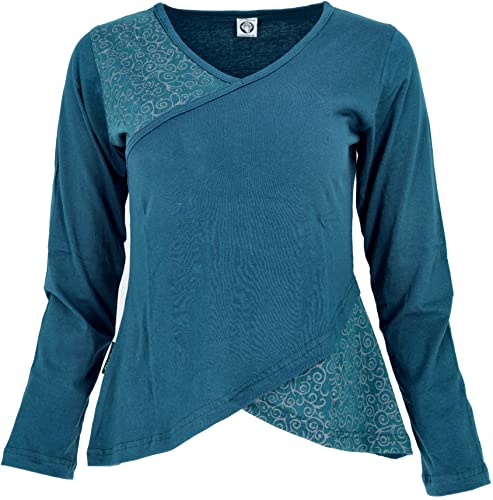 GURU SHOP Langarmshirt -chic, Blau, Baumwolle, Size:M (38) von GURU SHOP