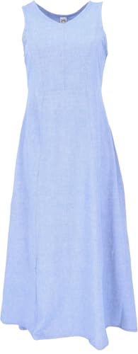 GURU SHOP Langes Kleid, Baumwoll-Sommerkleid - Hellblau, Damen, Baumwolle, Size:XL von GURU SHOP