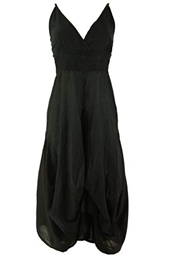 GURU SHOP Langes Sommerkleid Hippie Chic, Schwarz, Baumwolle, Size:S/M (38) von GURU SHOP