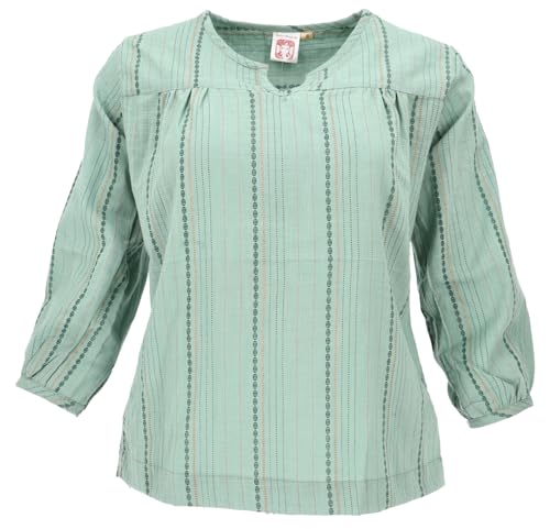 GURU SHOP Leichte Baumwollbluse, Boho Schlupfbluse mit V-Ausschnitt - Grün, Damen, Baumwolle, Size:L GURU SHOP Leichte Baumwollbluse, Boho Schlupfbluse mit V-Ausschnitt - Grün, Damen, Baumwolle, Size:L von GURU SHOP