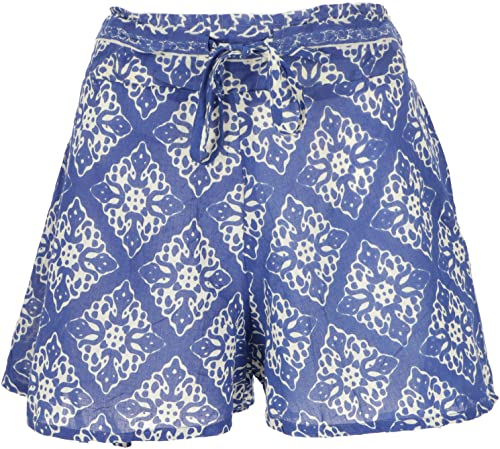 GURU SHOP Leichte Pantys, Baumwoll-Print Shorts, Damen, Indigo, Baumwolle, Size:38 von GURU SHOP