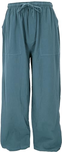 GURU SHOP Leichte Yoga Hose, Tai Chi Hose, Sommerhose, Baumwollhose, Petrol, Baumwolle, Size:L (50) von GURU SHOP