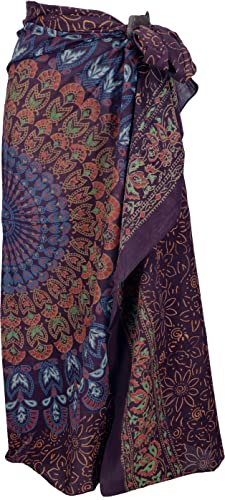 GURU SHOP Leichter Mandala Pareo, Sarong, Handbedrucktes Baumwolltuch, Wandbehang, Herren/Damen, Modell 12, Baumwolle, Size:One Size, 160x100 cm von GURU SHOP