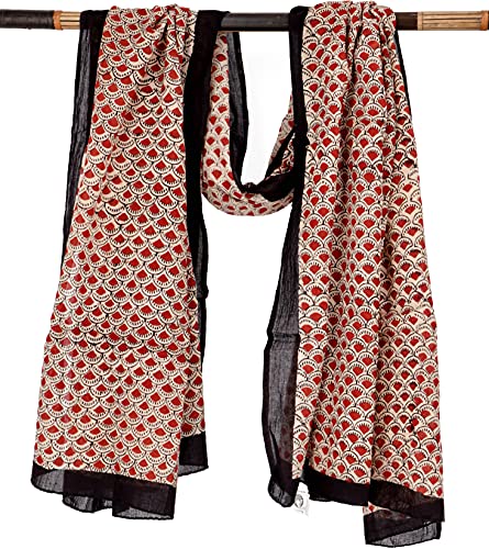 GURU SHOP Leichter Pareo, Sarong, Handbedrucktes Baumwolltuch, Herren/Damen, rot Kombination 17, Baumwolle, Size:One Size, 190x120 cm von GURU SHOP