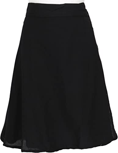 GURU SHOP Leichter Wickelrock, Baumwoll-Sommerrock, Damen, Schwarz, Baumwolle, Size:One Size von GURU SHOP