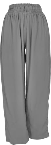 GURU SHOP Luftige Boho Hose, Weite Basic Sommerhose - Helles Graphitgrau, Damen, Synthetisch, Size:L von GURU SHOP