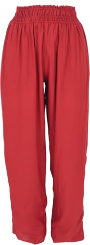 GURU SHOP Luftige Boho Hose, Weite Basic Sommerhose - Rot, Damen, Synthetisch, Size:L von GURU SHOP