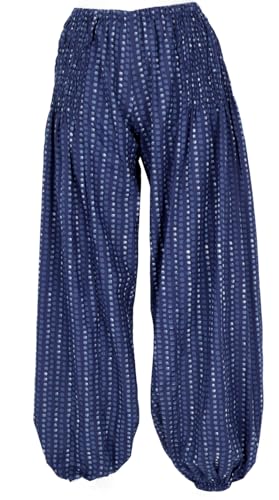 GURU SHOP Luftige Muckhose, Boho Pluderhose, Pumphose - Indigo, Damen, Baumwolle, Size:S von GURU SHOP