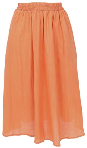 GURU SHOP Luftiger Knielanger Rock, Boho Sommerrock - Apricotorange, Damen, Baumwolle, Size:S GURU SHOP Luftiger Knielanger Rock, Boho Sommerrock - Apricotorange, Damen, Baumwolle, Size:S von GURU SHOP