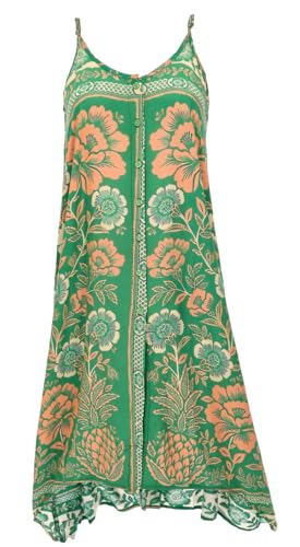 GURU SHOP Luftiges Sommerkleid, Strandkleid - Grün, Damen, Synthetisch von GURU SHOP