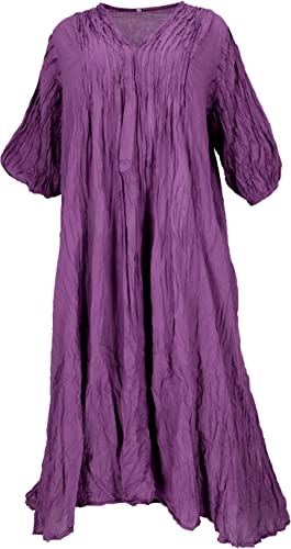 GURU SHOP Maxikleid, Luftiges Langes Sommerkleid für Starke Frauen im Crash Look, Damen, Flieder, Baumwolle, Size:44 von GURU SHOP