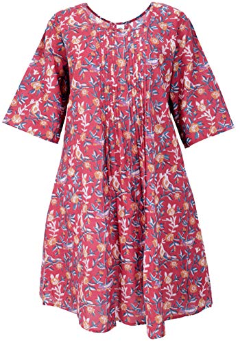 GURU SHOP Maxitunika, Sommerliches Minikleid, Rot, Baumwolle, Size:M (42) von GURU SHOP