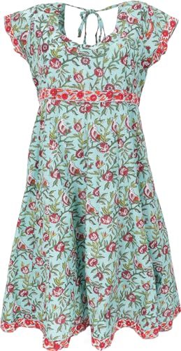 GURU SHOP Boho Minikleid, Luftiges Sommerkleid - Türkis, Damen, Baumwolle, Size:S von GURU SHOP