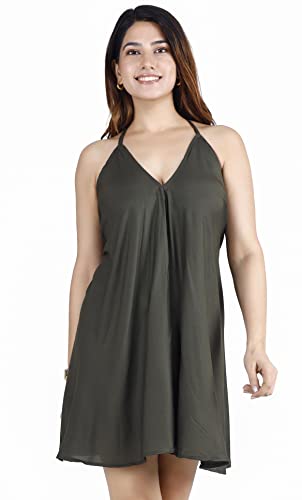 GURU SHOP Minikleid Chic, Wandelbares Minikleid, Top, Rock, Damen, Olivegrün, Synthetisch, Size:36 von GURU SHOP