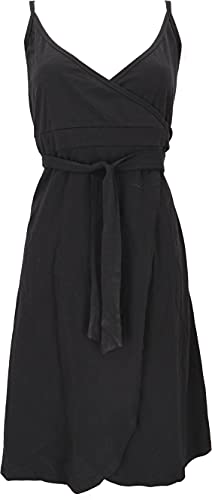 GURU SHOP Minikleid aus Bio-Baumwolle, Wickelkleid, Sommerkleid, Schwarz, Size:L (40) von GURU SHOP