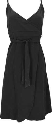 GURU SHOP Minikleid aus Bio-Baumwolle, Wickelkleid, Sommerkleid - Schwarz, Damen, Size:S von GURU SHOP