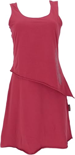 GURU SHOP Minikleid aus Bio-Baumwolle im Lagenlook, ärmelloses Boho Kleid mit Federdruck - Paprika, Damen, Size:M von GURU SHOP
