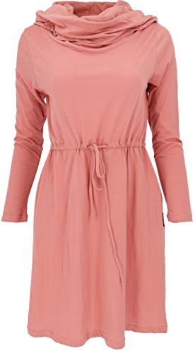 GURU SHOP Minikleid aus Bio-Baumwolle mit Schalkapuze, Langem Arm, Basic Kleid Organic, Apricot, Size:L (40) von GURU SHOP