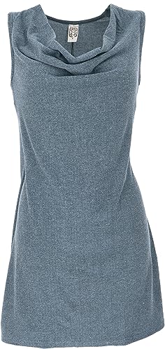 GURU SHOP Minikleid mit Wasserfallausschnitt, Bequemes ärmelloses Minikleid, Graublau, Synthetisch, Size:M (38) von GURU SHOP