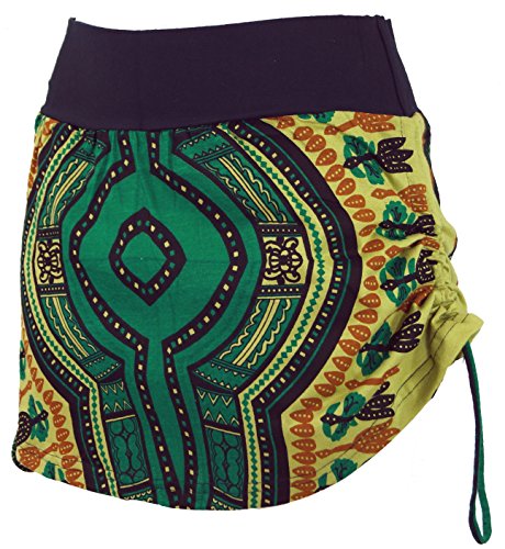 GURU SHOP Minirock, Dashiki Yogarock zum Raffen, Damen, Lemon, Baumwolle, Size:36 von GURU SHOP