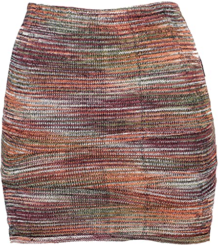 GURU SHOP Minirock, Strickrock, Ethnorock, Top, Damen, Rostorange/Olive, Baumwolle, Size:36 von GURU SHOP