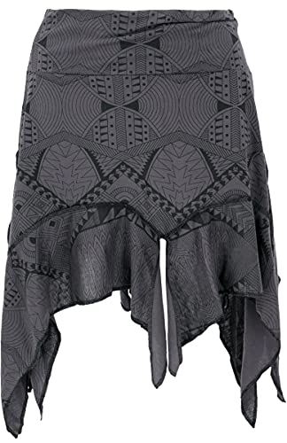 GURU SHOP Minirock, Zick/Zack Zipfel Rock, Grau, Baumwolle, Size:M/L (38) von GURU SHOP