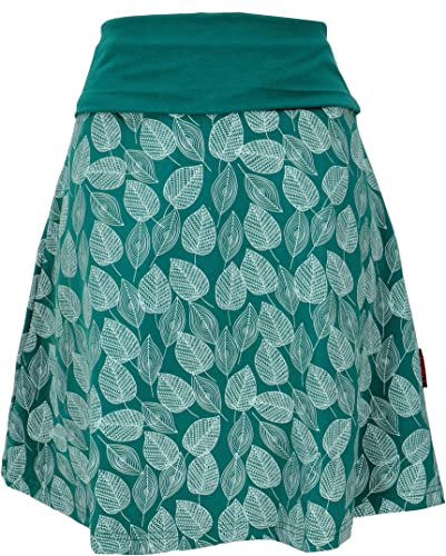 GURU SHOP Minirock aus Bio-Baumwolle, Tellerrock Herbstlaub Print Organic, Emerald, Size:M (38) von GURU SHOP