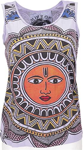 GURU SHOP Mirror Tank Top, Yoga-Top, Sonnenmandala/Flieder, Baumwolle, Size:L (40) von GURU SHOP