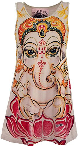 GURU SHOP Mirror Top, Longshirt, Minikleid, Baby Ganesh/Beige, Baumwolle, Size:L (40) von GURU SHOP