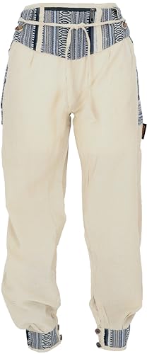 GURU SHOP Muckhose, Pluderhose mit Breitem Bund, Bauchtasche, Flax/Model 2, Baumwolle, Size:M (38) von GURU SHOP