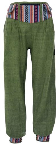 GURU SHOP Muckhose, Pluderhose mit Breitem Bund, Bauchtasche - Olivgrün, Damen, Baumwolle, Size:L von GURU SHOP