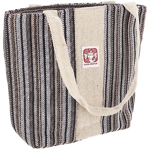 GURU SHOP Natürliche Schultertasche, Shopper aus Nepal - Grau, Herren/Damen, Baumwolle, Size:One Size, 31x35x10 cm, Alternative Umhängetasche, Handtasche aus Stoff von GURU SHOP