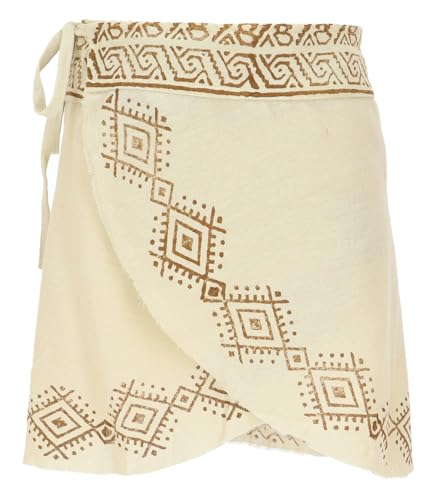 GURU SHOP Natürlicher Goa Minirock, Bedruckter Ethno Wickelrock - Hellbeige, Damen, Baumwolle, Size:M GURU SHOP Natürlicher Goa Minirock, Bedruckter Ethno Wickelrock - Hellbeige, Damen, Baumwolle, Size:M von GURU SHOP