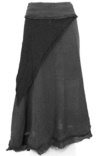 GURU SHOP Natürlicher Goa Wickelrock, Hippie Lagenrock, Rock, Mittelalterrock, Damen, Schwarz, Baumwolle, Size:One Size von GURU SHOP