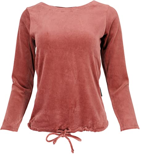 GURU SHOP Nicki-Pullover, Weiches Samtshirt, Langarmshirt, Rostorange, Synthetisch, Size:S (36) von GURU SHOP