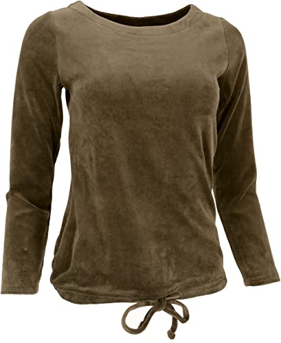 GURU SHOP Nicki-Pullover, Weiches Samtshirt, Langarmshirt, Umbra, Synthetisch, Size:S (36) von GURU SHOP