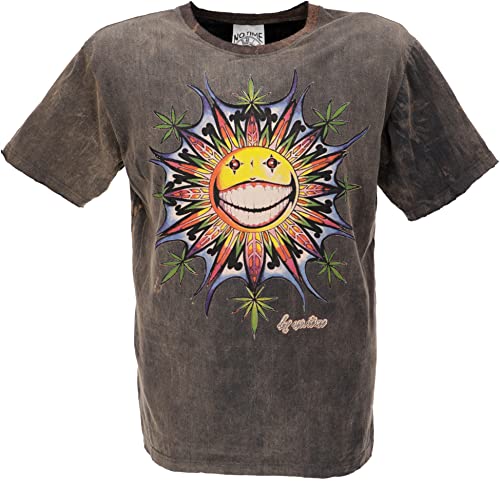 GURU SHOP No Time T-Shirt, Happy Sun/Braun, Baumwolle, Size:L von GURU SHOP