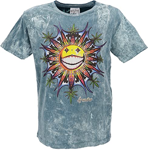 GURU SHOP No Time T-Shirt, Happy Sun/Petrol, Baumwolle, Size:L von GURU SHOP